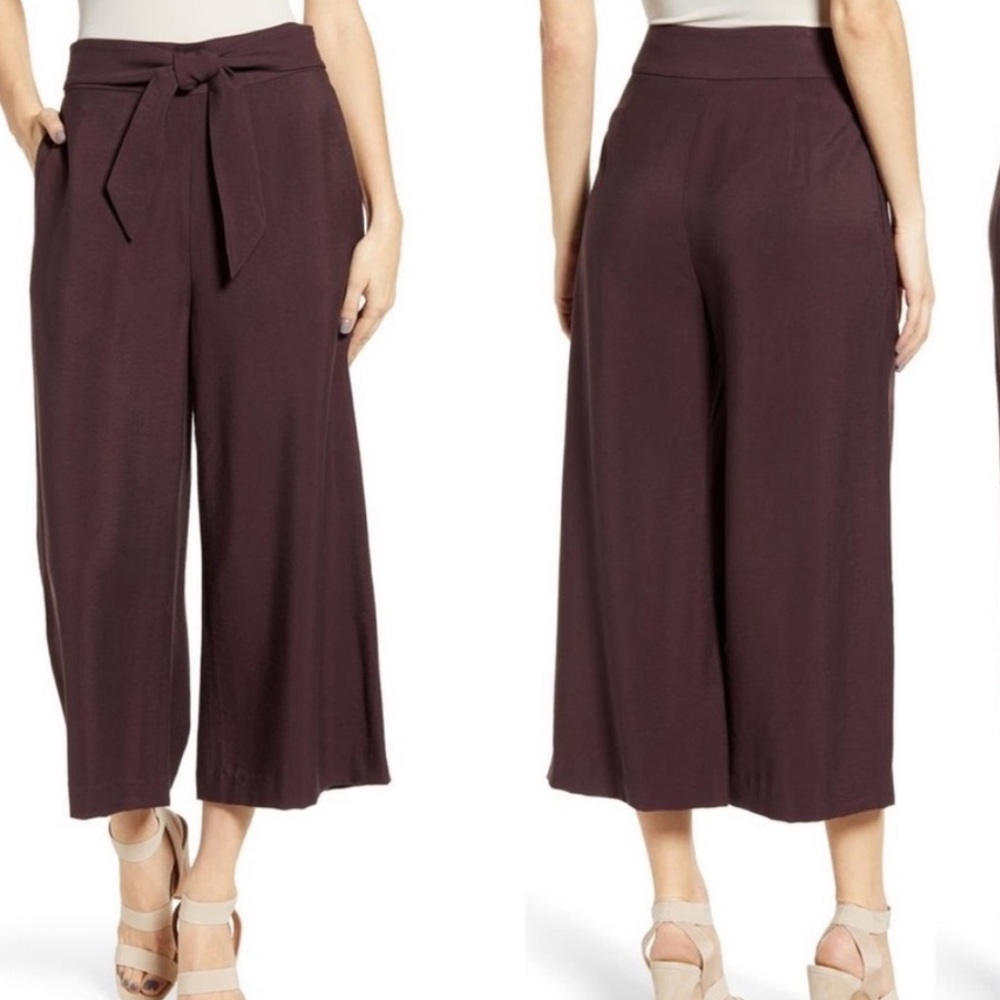 Leith Tie Front High Rise Wide Leg Crop pants - Small